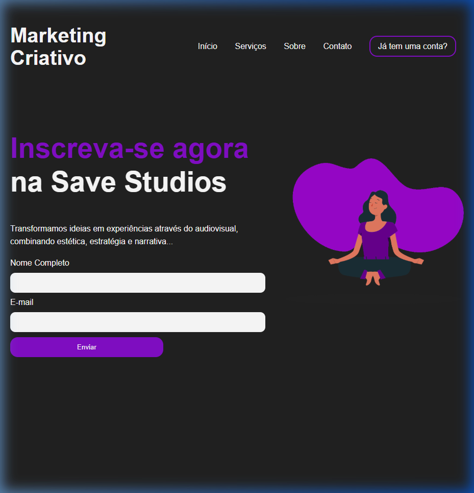 Preview do projeto Creative Landing Page