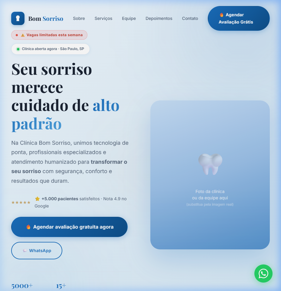 Preview do projeto Dental Clinic Landing Page
